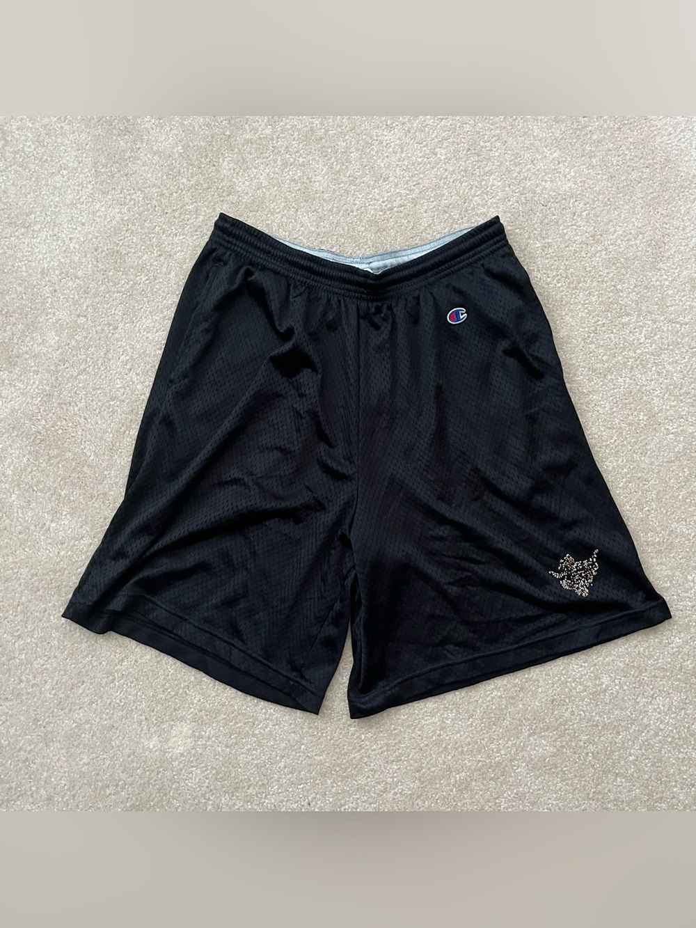 Champion Texas Longhorns Mesh Shorts Black Men's Size L Large Distressed NCAA